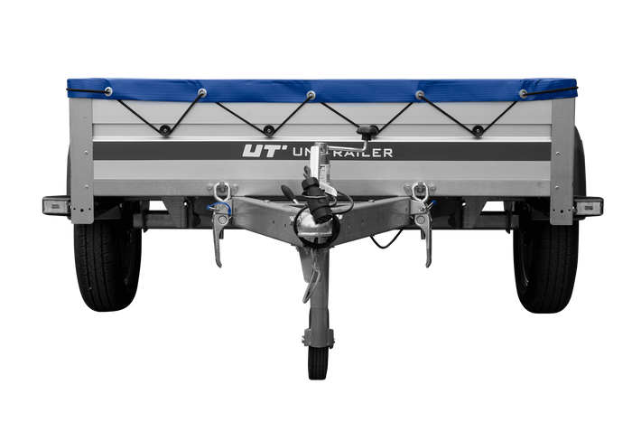 Einachsanhänger mit Aluminiumseitenwänden 200x125 Unitrailer Garden 201 KIPP ALU mit H-0-Rahmen und blauer Plane