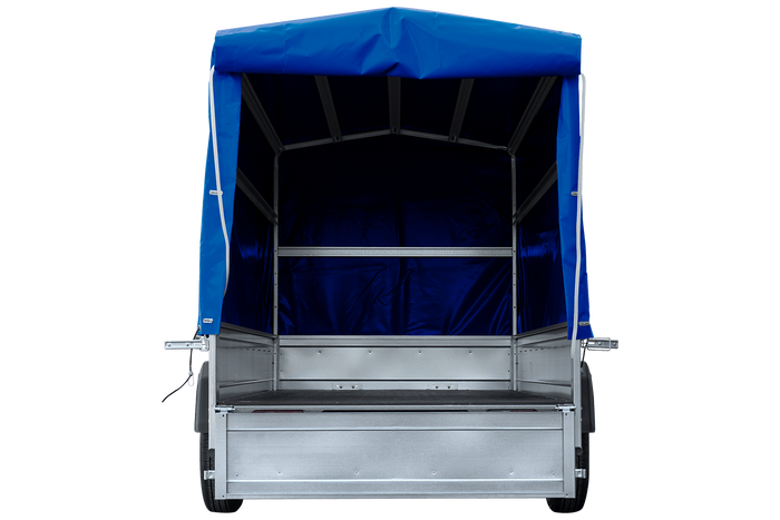 Autotransportanhänger 264x125 UNITRAILER GARDEN 264 KIPP mit H-1100 Rahmen und blauer Plane