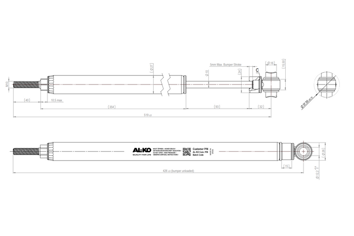 AL-KO 200V Auflaufvorrichtung/Bremsstoßdämpfer