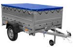 PKW-Anhänger 200x125 UNITRAILER GARDEN 201 KIPP mit Bordwandaufsatz und blauer Flachplane