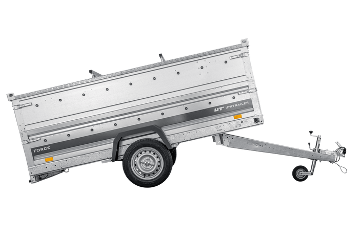 Einachsiger Anhänger auf Blattfedern 264x125 UNITRAILER FORCE 264/R KIPP mit BIS-Seitenwänden und Aluminiumabdeckung