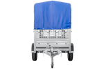 Leichter Anhänger 200x106 UNITRAILER GARDEN 200 KIPP mit Gitterwänden, H-800 Rahmen und blauer Plane