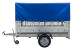 PKW-Anhänger 230x125 UNITRAILER GARDEN 230 KIPP mit Gitterseitenwänden und blauer Hochplane 80 cm