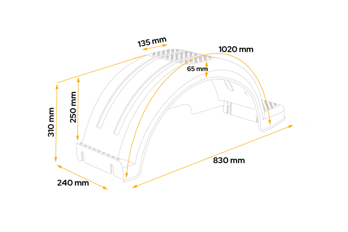 Kotflügel für Bootsanhänger 13" DOMAR D20422S Radlauf 830/240 mm