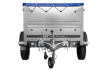 Pkw-Anhänger neu GARDEN TRAILER 150 KIPP mit zusätzlichen Bordwänden, Stützrad und blauer Flachplane