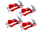 Satz aus vier roten UNITRAILER 4m/35mm/2t Transportgurten mit Spannvorrichtung