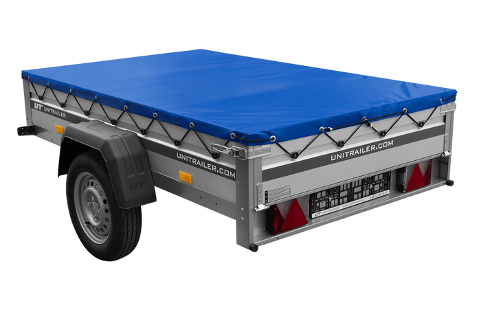 Einachsanhänger mit Aluminiumseitenwänden 200x125 Unitrailer Garden 201 KIPP ALU mit H-0-Rahmen und blauer Plane