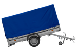 Autoanhänger mit Aluminiumseitenwänden 264x125 Unitrailer Garden 264 KIPP ALU mit H-1100 Rahmen und blauer Plane