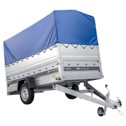 Autotransportanhänger 264x125 UNITRAILER FORCE 264 KIPP mit BIS-Seitenwänden, H-800-Rahmen und blauer Plane