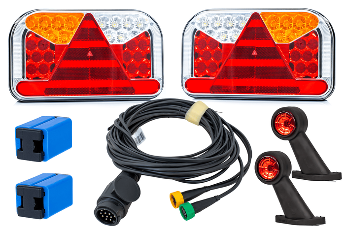 Lichtset: FRISTOM FT-170 LED-Rückleuchten + FRISTOM FT-009 LED-Seitenmarkierungsleuchten + MANTES 5,2 m 13-poliger Kabelbaum