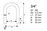 Verzinkte Schelle Typ B mit Muttern und Unterlegscheiben M6 x 28 (3/4")