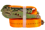 Satz aus vier UNITRAILER 6m/25mm/1t orangefarbenen Transportgurten mit Spanner