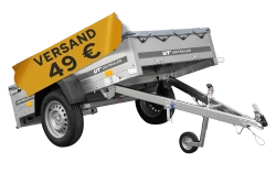 Einachsanhänger 200x106 UNITRAILER GARDEN 200 KIPP mit H-0-Rahmen und grauer Plane
