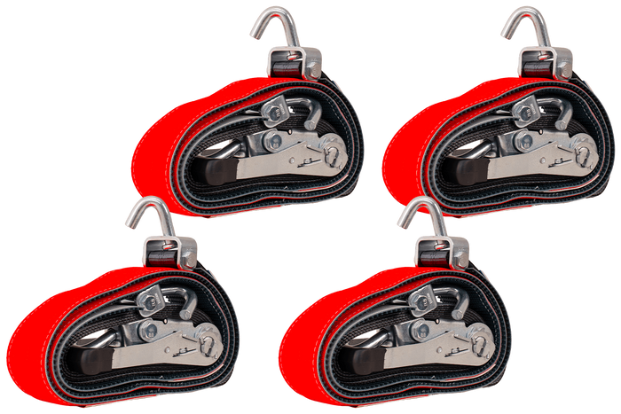 4er Set HEFFA CARLINE 130 Anhänger-Transportgurte, Radsicherungsgurte 5m/50mm/5t VDI 2700