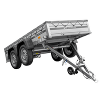 Zweiachsiger Anhänger mit Aluminiumseitenwänden 264x125 Unitrailer Garden 264/2 KIPP ALU mit H-0-Rahmen und grauer Plane