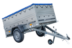 Einachsanhänger 200x106 UNITRAILER GARDEN 200 KIPP mit BIS-Seitenwänden und blauer Plane
