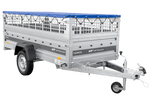 Einachsanhänger 264x125 UNITRAILER FORCE 264 KIPP mit Gitterwänden, H-0-Rahmen und blauer Plane