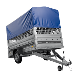 Autotransportanhänger 264x125 UNITRAILER FORCE 264 KIPP mit Gitterwänden, H-800 Rahmen und blauer Plane