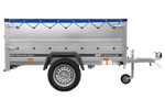 Autotransportanhänger 200x125 UNITRAILER GARDEN 201 KIPP mit BIS-Seitenwänden und blauer Plane