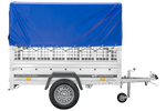 Leichter Anhänger 200x106 UNITRAILER GARDEN 200 KIPP mit Gitterwänden, H-800 Rahmen und blauer Plane