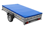 Autotransportanhänger mit Aluminiumseitenwänden 264x150 Unitrailer Garden 265 KIPP ALU mit H-0-Rahmen und blauer Plane