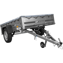 PKW-Anhänger auf Federn 200x125 UNITRAILER GARDEN 201/R KIPP mit H-0 Rahmen und grauer Plane