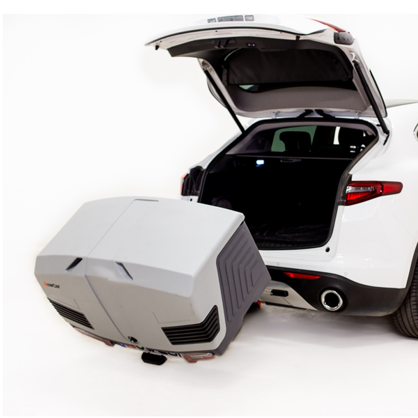 Towbox V3 Grey LED Edition – Anhängerkupplungs-Gepäckbox