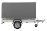 Autotransportanhänger mit Aluminiumwänden 230x125 Unitrailer Garden 230 KIPP ALU mit H1100-Rahmen und grauer Plane