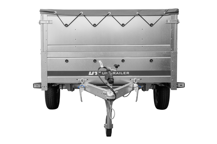 Einachsanhänger auf Federn 264x125 UNITRAILER GARDEN 264/R KIPP mit BIS-Seiten, H-0-Rahmen und grauer Plane