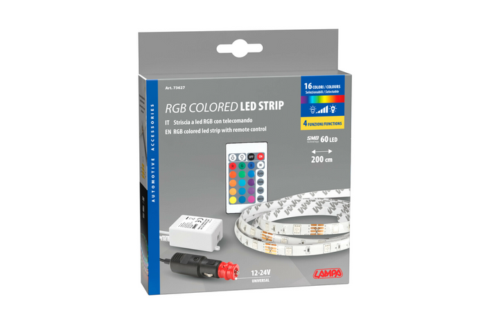 RGB-LED-Streifen mit selbstklebendem Band, Lampe 12/24 V, 200 cm