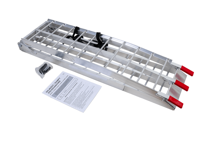 UNITRAILER ALR002 klappbare Auffahrrampe aus Aluminium für Anhänger, 221 cm, 340 kg, mit Gurt