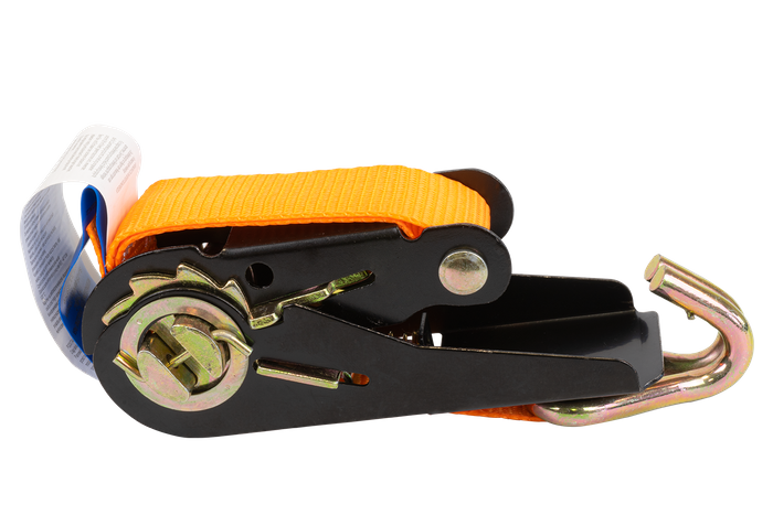 Satz aus vier KAMAR 3 m/25 mm/0,8 t orangefarbenen Transportgurten mit Spannvorrichtung