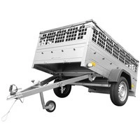PKW-Anhänger auf Federn 200x125 UNITRAILER GARDEN 201/R KIPP mit Gitterwänden, H-0-Rahmen und grauer Plane