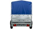 PKW-Anhänger 230x125 UNITRAILER GARDEN 230 KIPP mit Zusätzbordwänden und blauer Hochplane