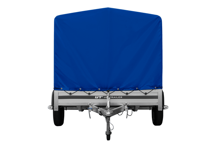Autoanhänger mit Aluminiumseitenwänden 264x150 Unitrailer Garden 265 KIPP ALU mit H-1100 Rahmen und blauer Plane