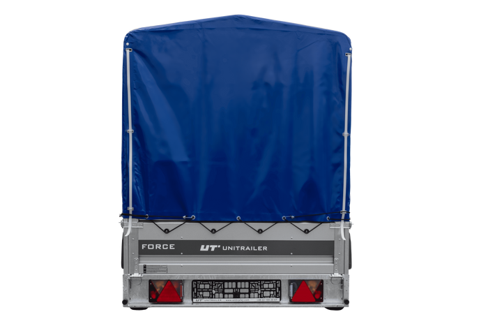 Anhänger 264x125 UNITRAILER FORCE 264 KIPP ungebremst mit H-1100 Spriegel und blauer Hochplane