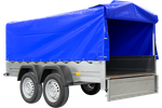 UNITRAILER GARDEN TRAILER ANHÄNGER 264/2 KIPP MIT STÜTZRAD, RAHMEN H-800 UND BLAUER ABDECKUNG