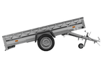Autotransportanhänger mit Aluminiumseitenwänden 264x150 Unitrailer Garden 265 KIPP ALU mit H-0-Rahmen und grauer Plane