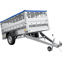 Leichter Anhänger auf Federn 230x125 UNITRAILER FORCE 230/R KIPP mit Gitterwänden, H-0-Rahmen und blauer Plane