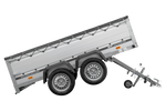 Zweiachsiger Anhänger mit Aluminiumseitenwänden 264x125 Unitrailer Garden 264/2 KIPP ALU mit BIS-Seitenwänden, H-0-Rahmen und grauer Plane