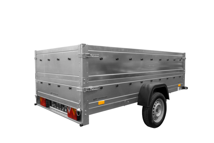 Einachsanhänger auf Federn 264x125 UNITRAILER GARDEN 264/R KIPP mit BIS-Seiten, H-0-Rahmen und grauer Plane