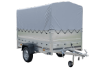 PKW-Anhänger auf Federn 230x125 UNITRAILER GARDEN 230/R KIPP mit BIS-Seiten, H-800-Rahmen und grauer Plane