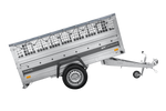 Leichter Anhänger auf Federn 230x125 UNITRAILER FORCE 230/R KIPP mit Gitterwänden, H-0-Rahmen und grauer Plane