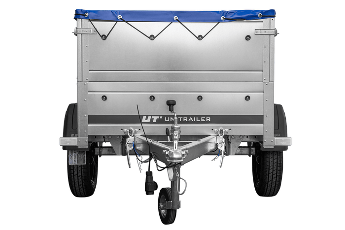 Pkw-Anhänger neu GARDEN TRAILER 150 KIPP mit zusätzlichen Bordwänden, Stützrad und blauer Flachplane