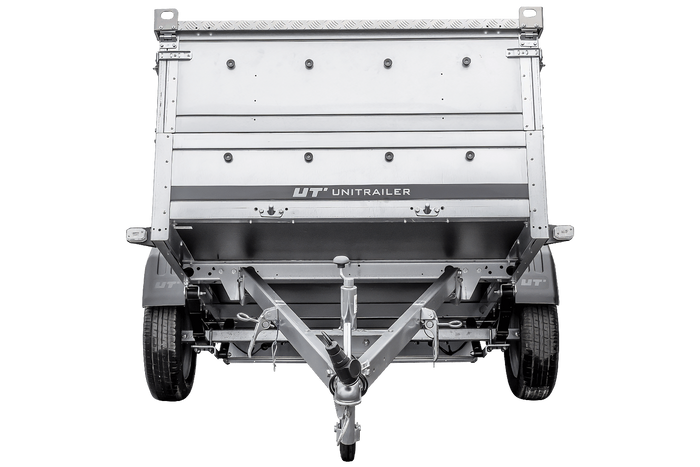 Einachsiger Anhänger auf Blattfedern 230x125 UNITRAILER GARDEN 230/R KIPP mit BIS-Seitenwänden und Aluminiumabdeckung