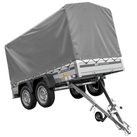 Zweiachsiger Anhänger mit Aluminiumseitenwänden 264x125 Unitrailer Garden 264/2 KIPP ALU mit Rahmen H-1100 und grauer Plane