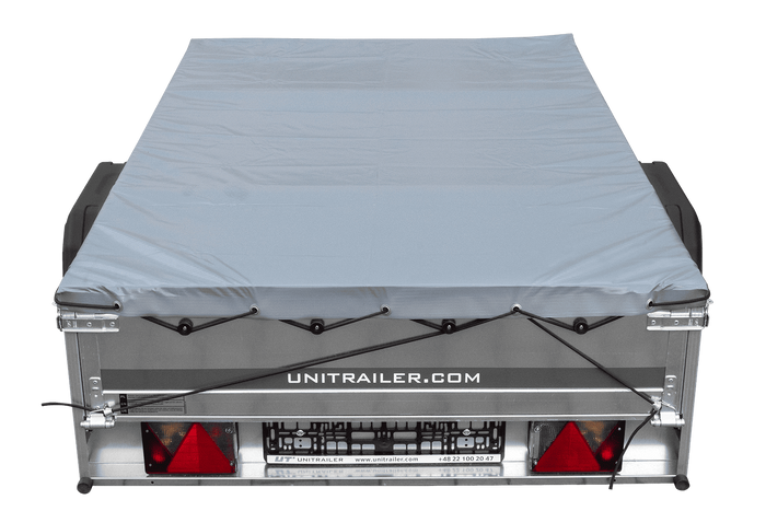 PKW-Anhänger auf Blattfedern 200x125 UNITRAILER GARDEN 201/R KIPP mit H-0 Rahmen und grauer Plane