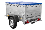 Pkw-Anhänger neu GARDEN TRAILER 150 KIPP mit zusätzlichen Bordwänden, Stützrad und blauer Flachplane