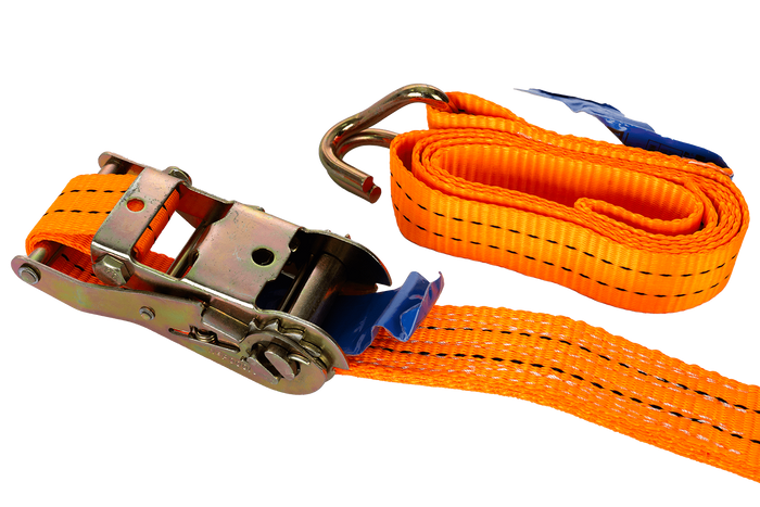 Satz aus vier UNITRAILER 2m/35mm/2t orangefarbenen Transportgurten mit Spanner