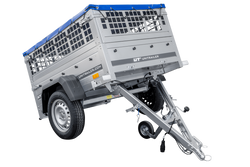 Kompakter Anhänger Garden Trailer 150 KIPP, 150 x 106 cm, 750 kg mit Laubgitteraufsatz
